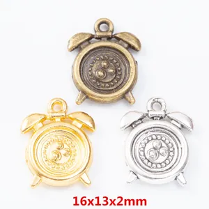 Vintage Zinc Alloy Alarm Clock Charms For DIY Jewelry Making 8mm Gemstone Cabochon Base Antique Bronze Gold Silver Clock Pendant Findings