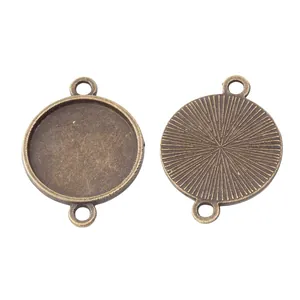 Vintage bronzen zinklegering 16mm ronde dubbele lus sieraden connectoren voor DIY maken
