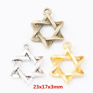 Pendentifs Étoile de David Hexagramme en Alliage de Zinc Vintage pour DIY Création de Bijoux Collier Bracelet Accessoire
