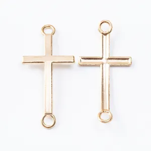 DIY vintage zinc alloy cross connector pendants in light gold finish for jewelry making