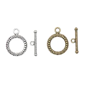 Vintage silver and bronze alloy OT toggle clasps for jewelry making and DIY crafts