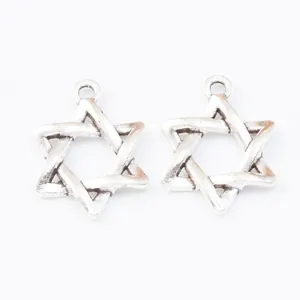 Pendentifs étoile hexagone argentés vintage en alliage de zinc pour bijoux DIY