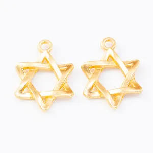 Lot de deux pendentifs Étoile de David dorés pour la création de bijoux DIY