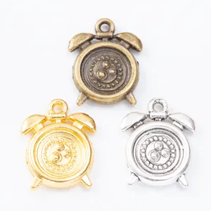 Three vintage alarm clock style zinc alloy pendant charms for DIY jewelry making
