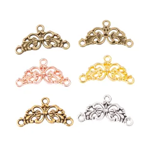 Vintage alloy flower connectors in six plating colors for DIY jewelry making sets