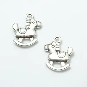 Retro silver alloy rocking horse charms for DIY jewelry making and craft pendants