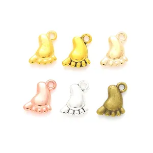 DIY zinc alloy baby footprint pendants in six metallic colors for jewelry making