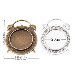 Vintage Legierung Wecker Form Runde Anhänger Basis Lünette Tablett Für DIY Schmuckherstellung Zeit Edelstein Cabochon Steampunk Zubehör