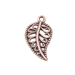 Pendentif feuille vintage en alliage de bronze ajouré pour la création de bijoux DIY
