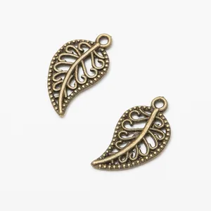 Pendentifs feuilles creuses en alliage de bronze vintage avec filigrane pour bijoux DIY