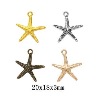 Breloques Étoile de Mer en Alliage de Zinc Vintage pour Création de Bijoux Or Antique Argent Bronze Métal Pendentifs Animaux Marins