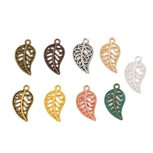 Fournitures de bijoux DIY avec pendentifs en forme de feuille en neuf finitions métal