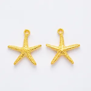 Paire de pendentifs étoile de mer en alliage de zinc doré avec textures pour bijoux DIY
