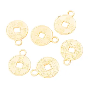 DIY retro zinc alloy gold Chinese coin pendants with Xianfeng characters for jewelry making