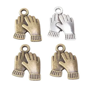 Retro zinc alloy glove charms for DIY jewelry making in bronze and silver finishes