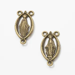 Vintage-Religionsanhänger aus Bronze-Zinklegierung mit Relief für DIY-Schmuckherstellung