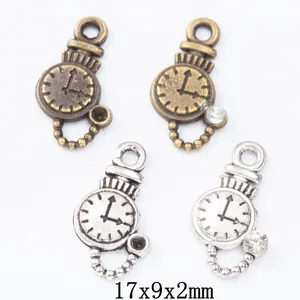 Pendenti Vintage a Forma di Quadrante di Orologio in Lega di Zinco per Fai da Te Gioielli Bronzo Argento Antico Accessori