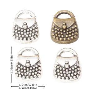 Vintage Alloy Handbag Pendant DIY Jewelry Making Accessories Antique Silver Bronze Purse Charms For Bracelet Necklace Keychain