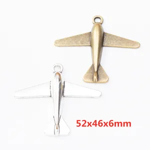 Colgantes de Avión de Aleación Vintage Bronce Antiguo Plata Dijes de Avión para Bricolaje Joyería Collar Llavero Accesorios