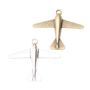 Colgantes de avión vintage de aleación en plata y bronce para bisutería artesanal