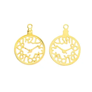 Vintage gold alloy hollow clock charms for DIY jewelry and necklace pendants
