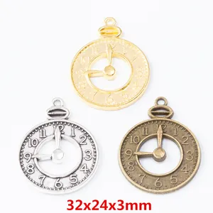 Vintage Zinc Alloy Clock Face Charms For DIY Jewelry Making Retro Watch Dial Pendants For Necklace Crafting Accessories