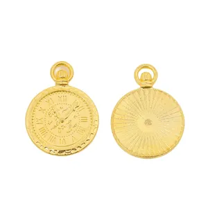 Retro golden clock charms with Roman numerals for DIY jewelry making and necklaces