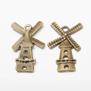 Vintage Alloy Windmill Charms DIY Jewelry Making Pendants Antique Finish Bronze Silver Gold Color Crafting Accessories For Necklaces Bracelets Earring Making