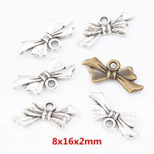 Vintage Alloy Bowknot Charms For DIY Jewelry Making Antique Silver Bronze Bow Knot Pendants Craft Accessory For Earrings