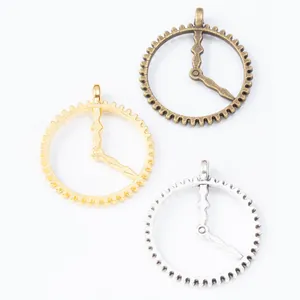 Vintage alloy clock gear pendants in bronze gold and silver for DIY jewelry crafts
