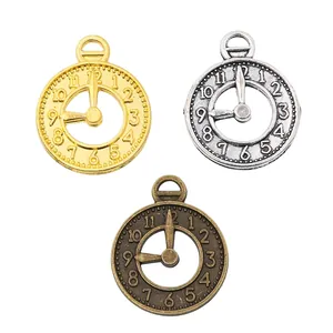 Retro DIY alloy clock charms set in gold, antique silver, and bronze finish