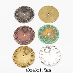 Vintage Alloy Clock Charms Steampunk Gear Pendants For DIY Jewelry Making Antique Bronze Silver Copper Tin Green Retro Roman Numeral Ornaments