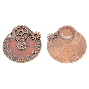 Vintage Steampunk Bronze Zahnrad Uhrenanhänger mit industriellen Zifferblatt Zahlen