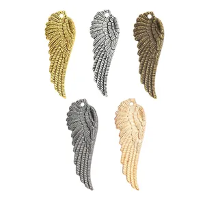 DIY antique bronze and multi-color alloy wing pendants with detailed feather textures