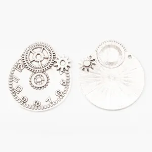 Zahnrad-Uhr-Anhänger aus Metall im Steampunk-Stil für DIY-Schmuck in Antik-Silber-Optik