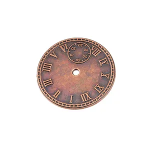 Vintage bronze alloy clock dial pendant with Roman numerals for DIY jewelry making