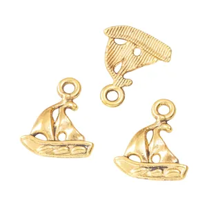 Retro zeilboot hanger van legering in antiek goud voor doe-het-zelf sieraden en knutselen