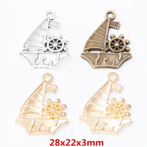 Vintage Zinklegering Zeilboot Bedeltjes Scheepsroer Nautische Hangers Voor DIY Sieraden Maken Accessoires Knutselbenodigdheden
