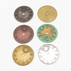Set of 6 vintage alloy clock gear charms in antique gold and silver for DIY jewelry