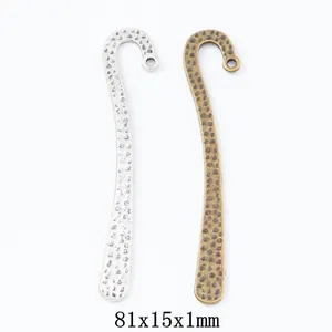 Segnalibro Vintage in Lega Martellata a Forma di J per Creazione di Gioielli Fai-da-te Ciondolo a Gancio in Metallo Argento Bronzo Antico