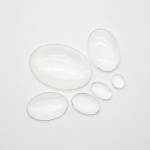 Set of transparent oval glass cabochons in various sizes for DIY jewelry making