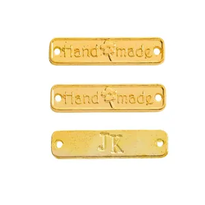 Polierte goldene Handmade-Anhänger aus Legierung mit zwei Löchern für DIY-Schmuck