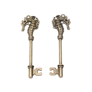 Pair of vintage bronze seahorse charms made of zinc alloy for DIY jewelry and keychains