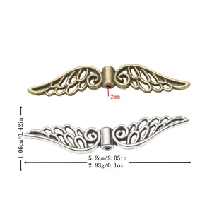 Vintage Zinc Alloy Angel Wing Spacer Beads For Jewelry Making DIY Bracelet Necklace Accessories Feather Design Retro Beads