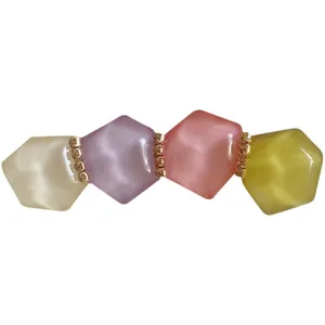 Pastel geometric crystal hair clip with matte jelly stones and gold rhinestone spacers