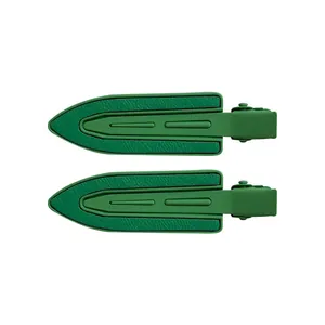 Barrettes à cheveux géométriques vertes minimalistes avec cadre mat et insert texturé