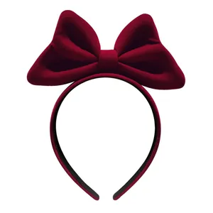 Elegant red velvet bow headband for women featuring premium soft fabric and stylish design