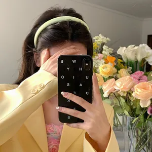 Padded light green headband in Korean Ins style shown on a model in a mirror selfie