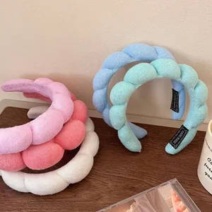 Handmade Padded Sponge Headband For Women Plush Braided Twisted Hair Band For Face Washing Makeup Home Sweet Puffy Hair Accessories