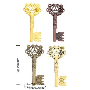 Vintage Steampunk Gear Key Alloy Pendants DIY Jewelry Making Accessories Antique Bronze Silver Gold Charms For Industrial Crafts
